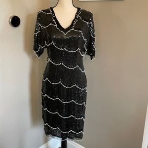SWEE LO sequin pearl dress vintage 100% silk